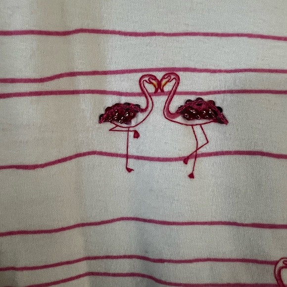 Pink Flamingos Talbots crewneck 3/4 sleeve shirt 🦩🦩 - Picture 3 of 6
